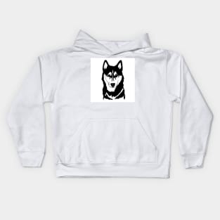 Husky black and white wall eyes Kids Hoodie